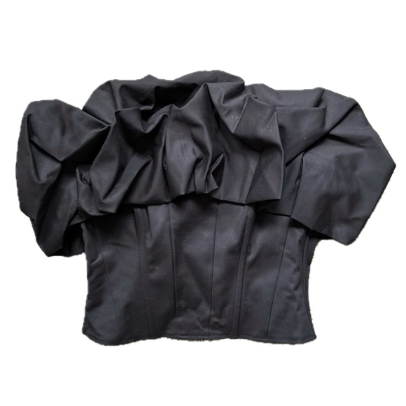 & Other Stories Ruffled Corset Top in Black Off the Shoulder Party Bustier - Picture 7 of 16